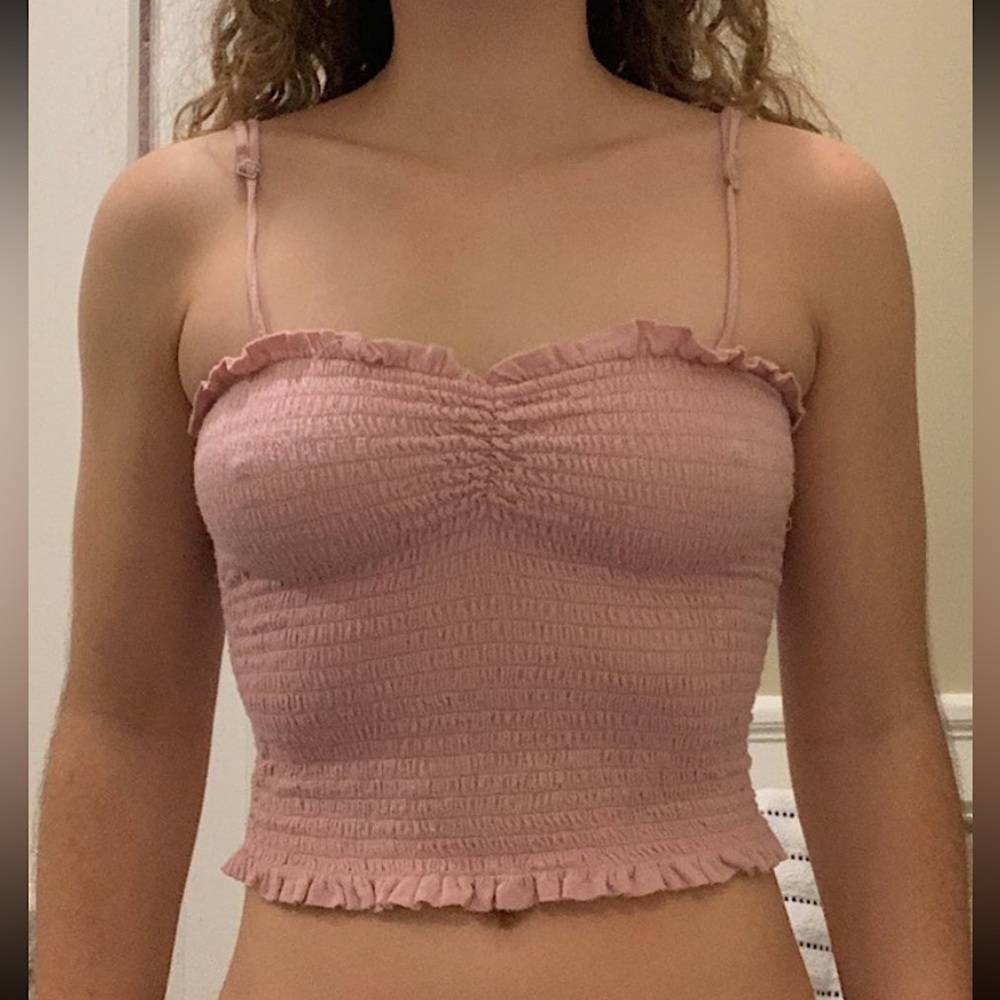 Active USA pink ruched tank top